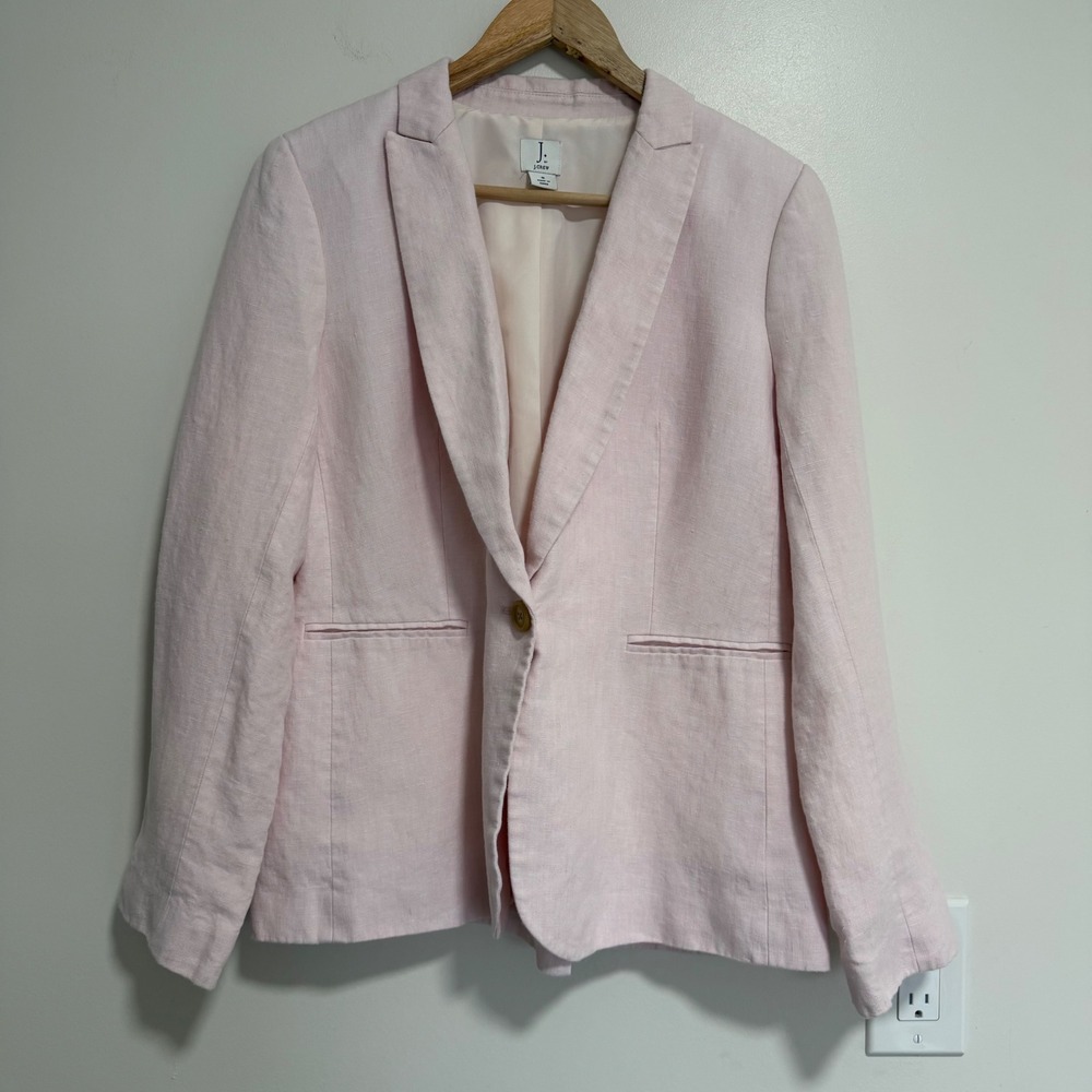 J. Crew Linen Single Button Blazer Womens 8 Pink Professional Jacket Office Wear